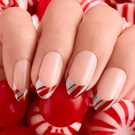 OPI Holiday Nail Art Look Candy Cane French Tip Nails