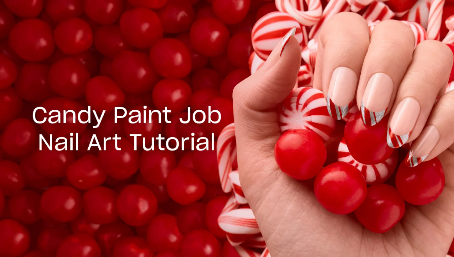 Candy Paint Job DIY Metallic French Tip Candy Cane Holiday Nail Art